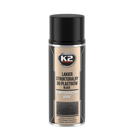 K2 Pro czarny lakier strukturalny do plastików zderzaków spray 400ml